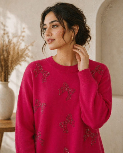 Radiant Embellished Knit Top_Pink