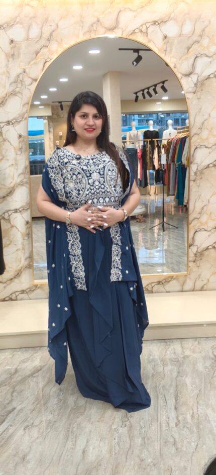 Embroidered Indo-Western Drape Set