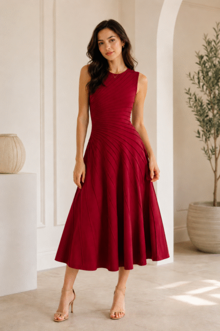 Diagonal Cut Elegant Midi Dresses